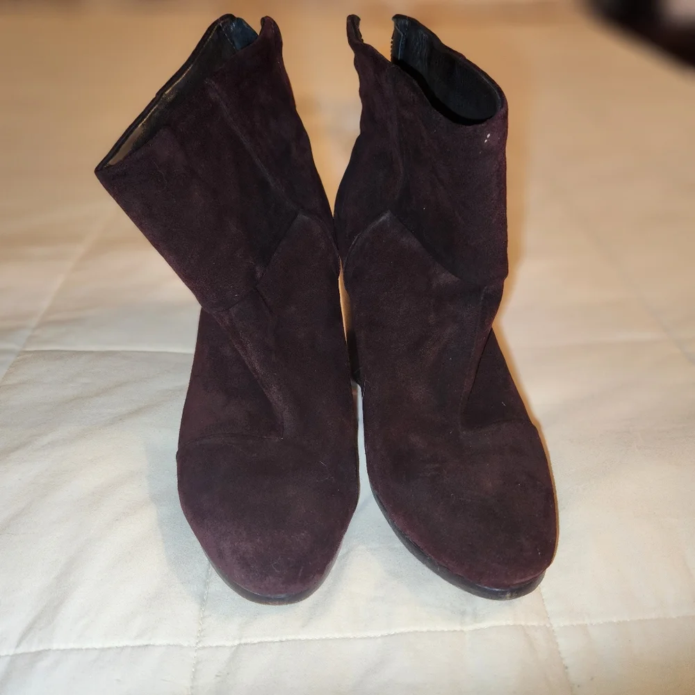 Rag & Bone Boots Newbury Classic Suede Burgundy, Reddish Brown Sz 39.5 / 9.5 EUC